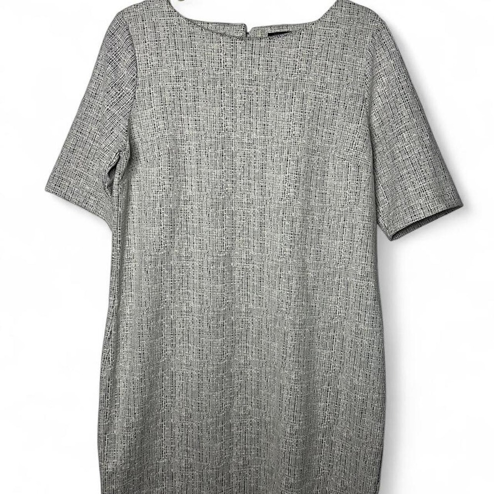Banana Republic Black White Textured Tweed Shift Dress Size 12 Short Sleeve